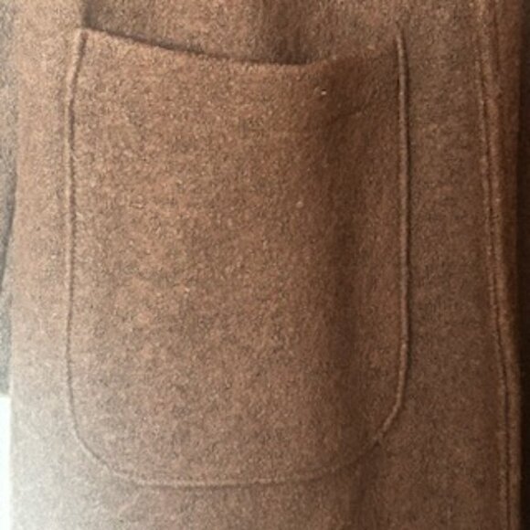 NWT Premium Quality Wool Blend Trendy Brown Open Coat With Oversized Pockets - Picture 10 of 13